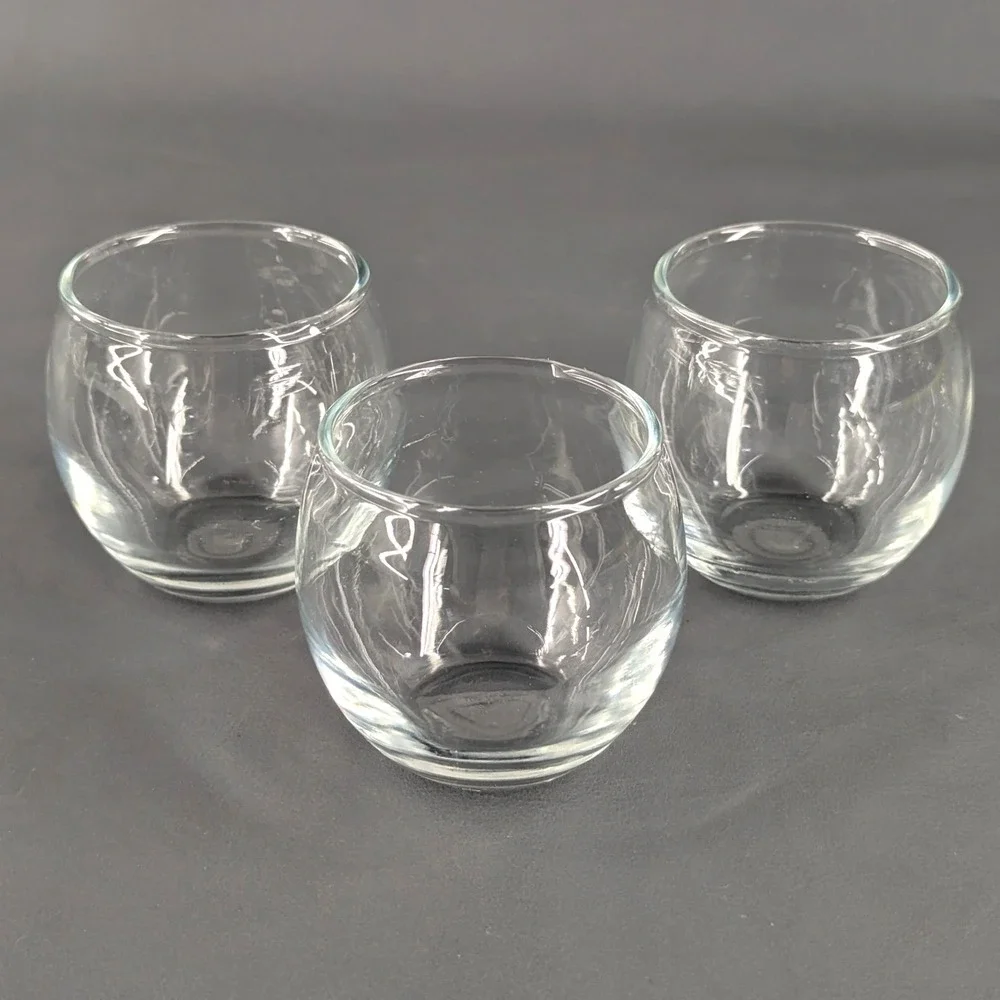 Set of 3 Clear Glass Round Votive Candle Holders Small Succulent Planters 2.25in
